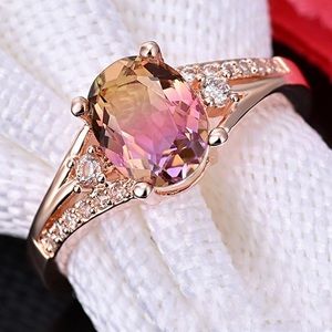 18k Rose Gold Natural Stone Ring Stunning